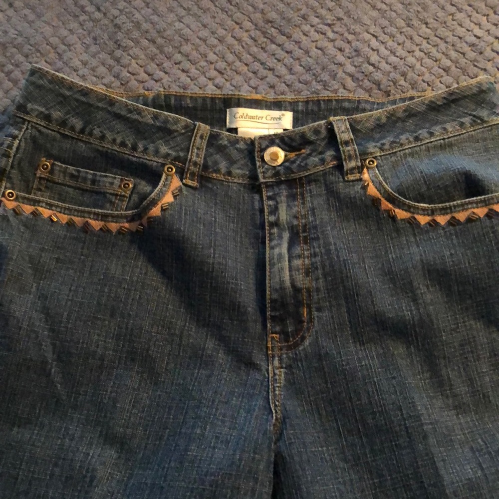 Embroidered denim jeans